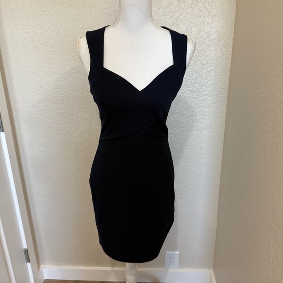 Guess Dresses & Skirts - GUESS Navy Blue Bodycon Dress Size 6 Modern Cocktail Minimalist Chic 90s Revival
